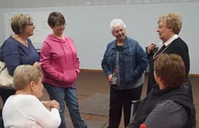 Karen Frye in fellowship with ladies of the church